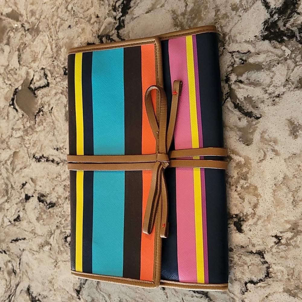 Stella & Dot Striped Travel Jewelry Pouch